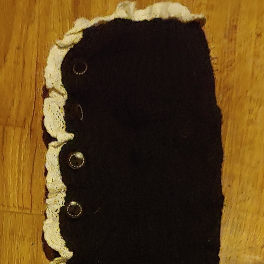 Black Lace Lined, Side Button Leg Warmers